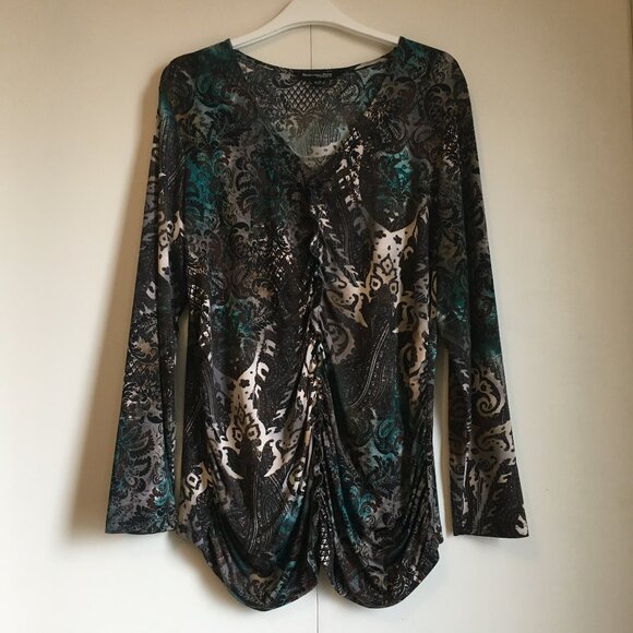 Vintage Canadian Conrad C Paisley Damask Ruffled Top - Picture 1 of 16